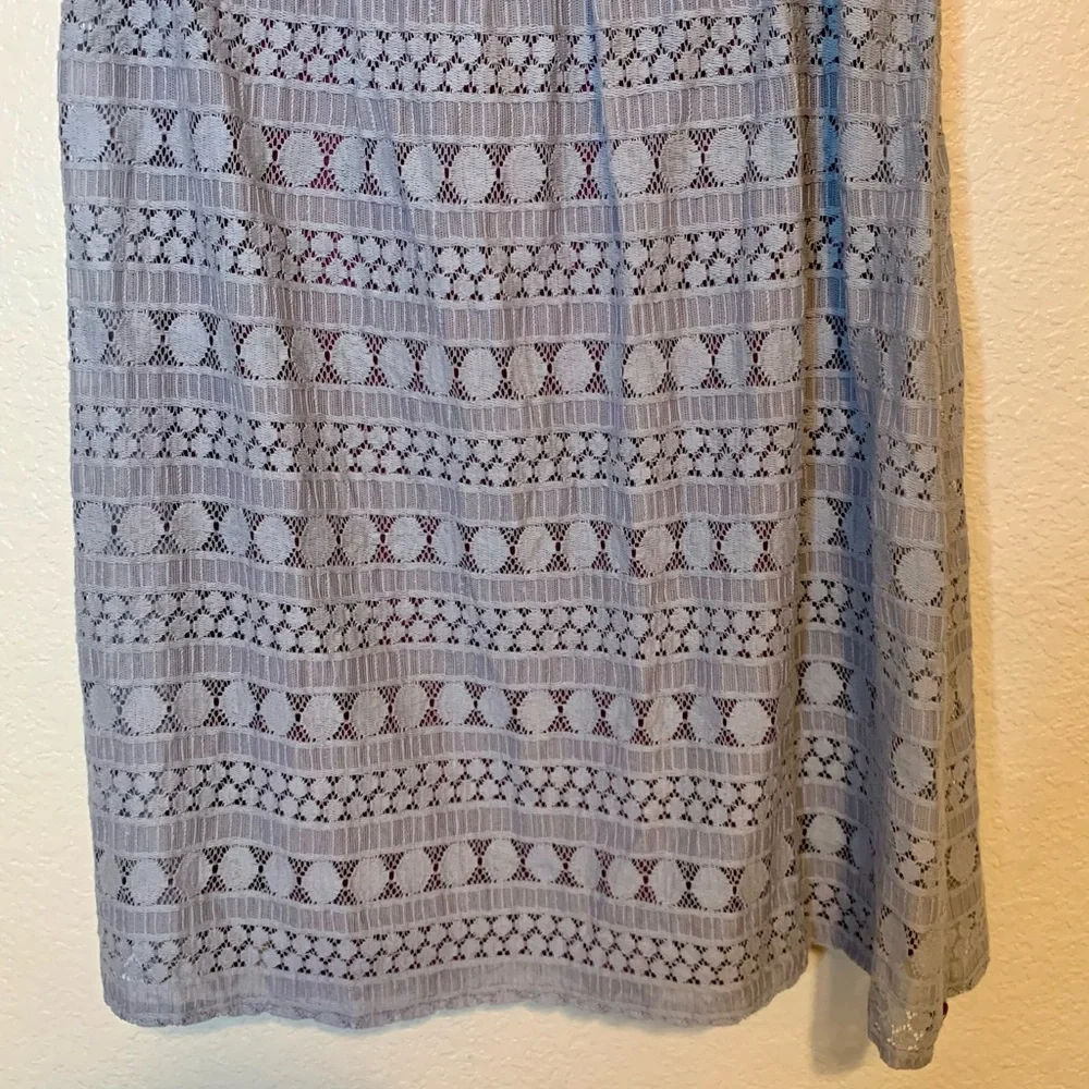 435 Matilda Jane Sovereign Lace Dress Short Sleeves Gray & Purple Girl Size 10